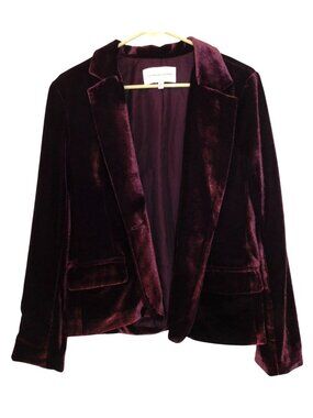 Cupcakes & Cashmere Sz 4 Aubergine Velvet Bensen Blazer Tailored Chic Luxe